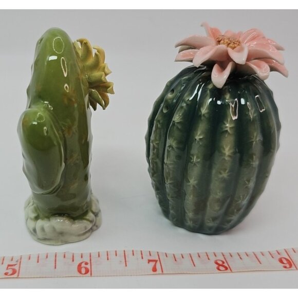 Hand Crafted Ceramic Cactus with Flowers Salt & Pepper Shakers, Home Décor, Gift - Picture 5 of 12
